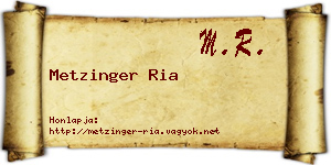 Metzinger Ria névjegykártya